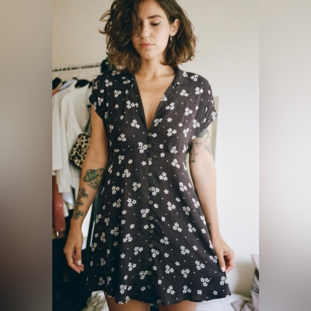 KIMCHI BLUE Dark Purple Floral Mini Dress from Urban Outfitters